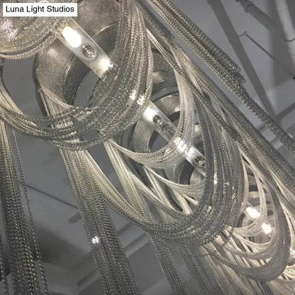 Decorbites™ postmodern silver chain chandelier with intricate arch aluminum chain and 12-bulb led lights 220v-240v 110v-120v