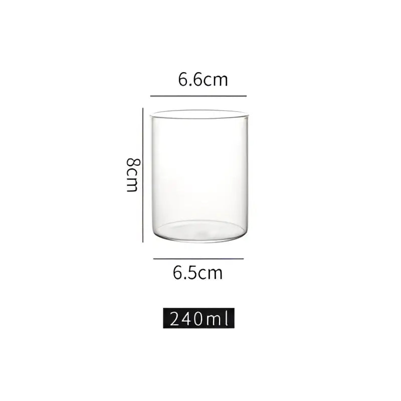 Clear glass highball cup with 240ml capacity 8cm height 6.5cm diameter from premium glass highball cup set
