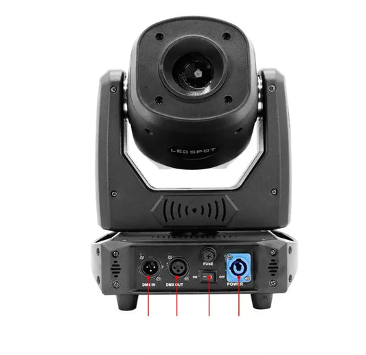 Black decorbites 120w led moving head stage light back side with angular design and control ports for living room use