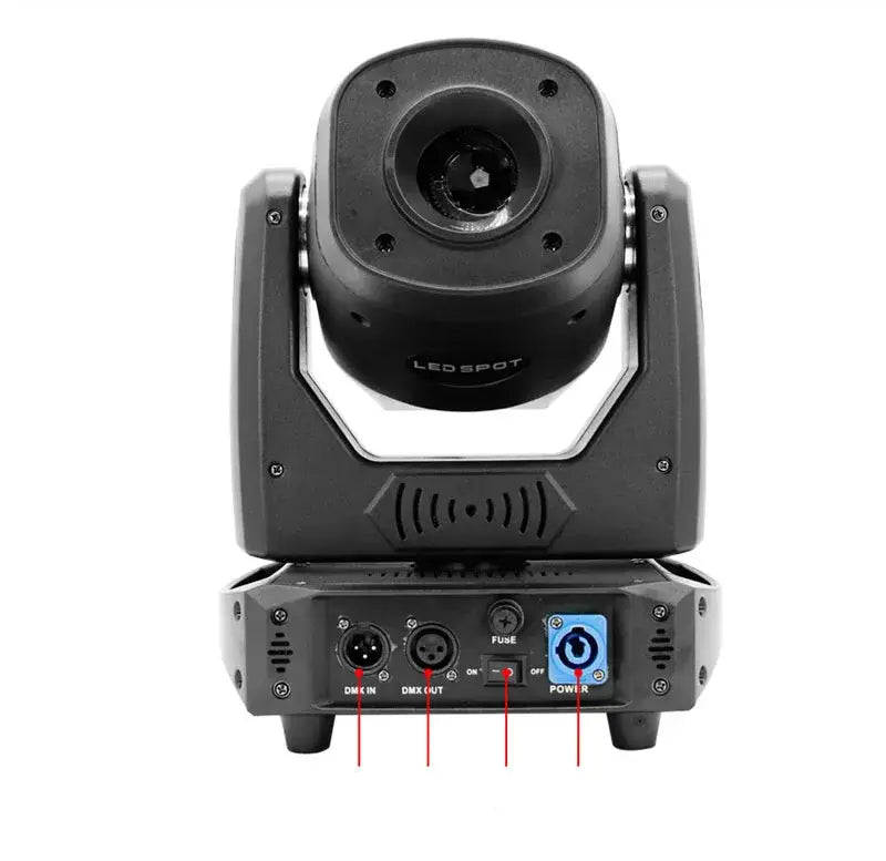 Black decorbites 120w led moving head stage light back side with angular design and control ports for living room use