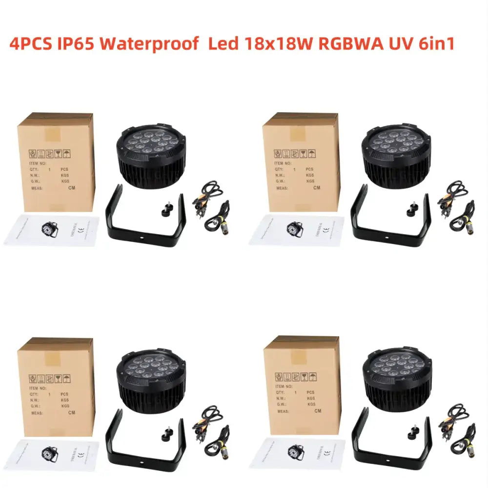 Professional black 18x18w rgbwa uv 6in1 led par stage light with black circular led fixture in rugged waterproof casing