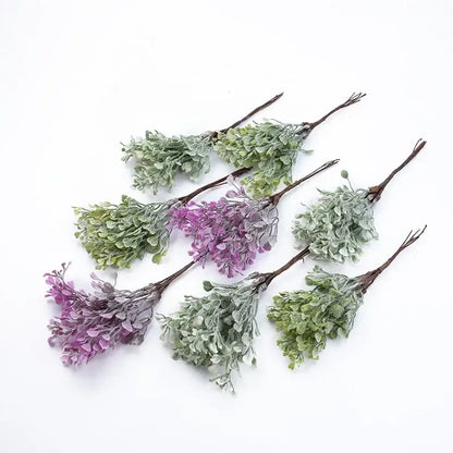 Decorbites artificial flower vase with purple and green artificial lavender and sage floral sprigs for living room decor