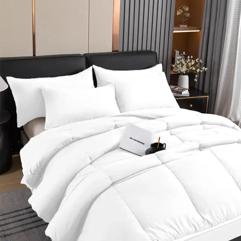White quilted comforter with plush texture and modern design in decorbites cozy queen king pillowcase set