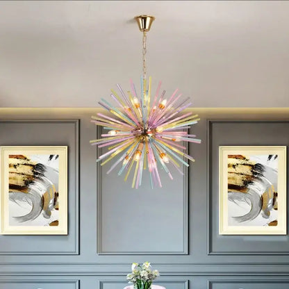 A radiant rainbow pastel glass dandelion chandelier pendant light with a golden finish for bedroom decorbites dandelion chandelier lighting