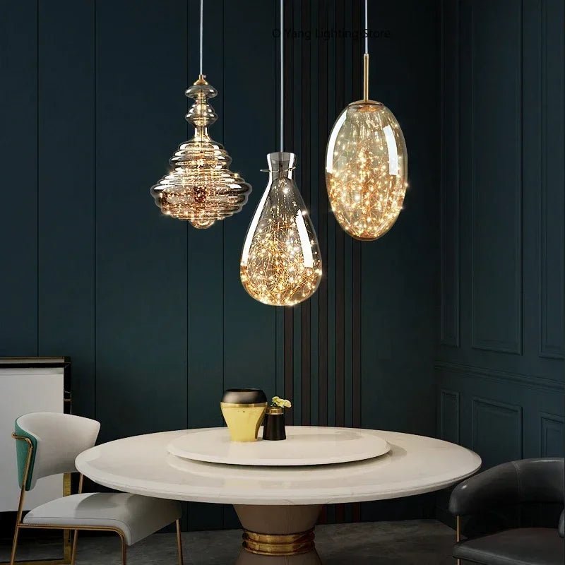 Raindrop Copper Crystal Pendant Light in Gold - Decorbites