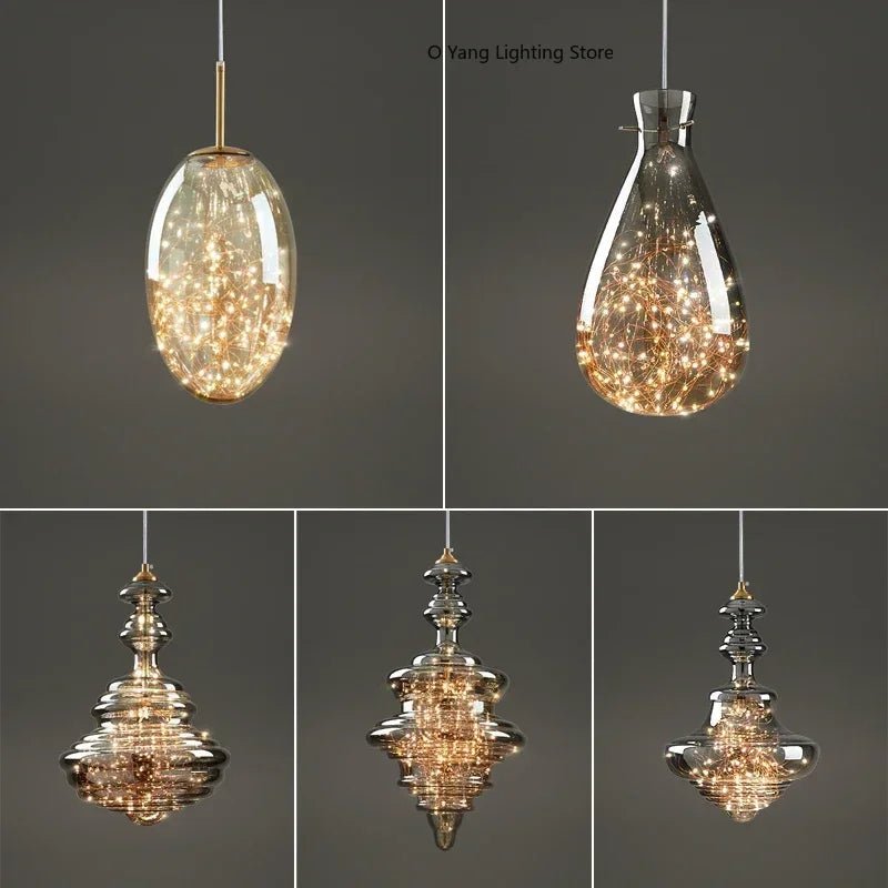 Raindrop Copper Crystal Pendant Light in Gold - Decorbites