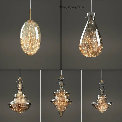 Raindrop Copper Crystal Pendant Light in Gold - Decorbites