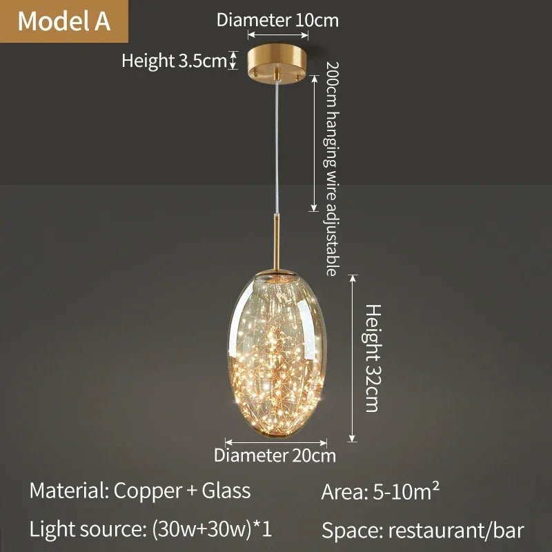 Raindrop Copper Crystal Pendant Light in Gold - Decorbites