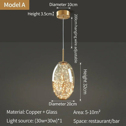 Raindrop Copper Crystal Pendant Light in Gold - Decorbites