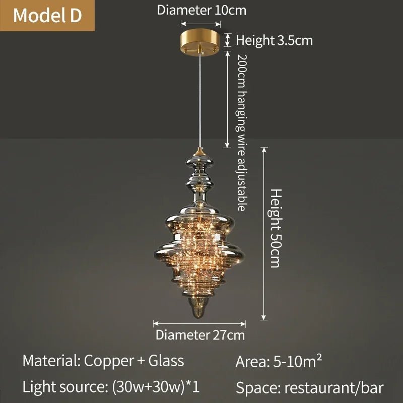 Raindrop Copper Crystal Pendant Light in Gold - Decorbites