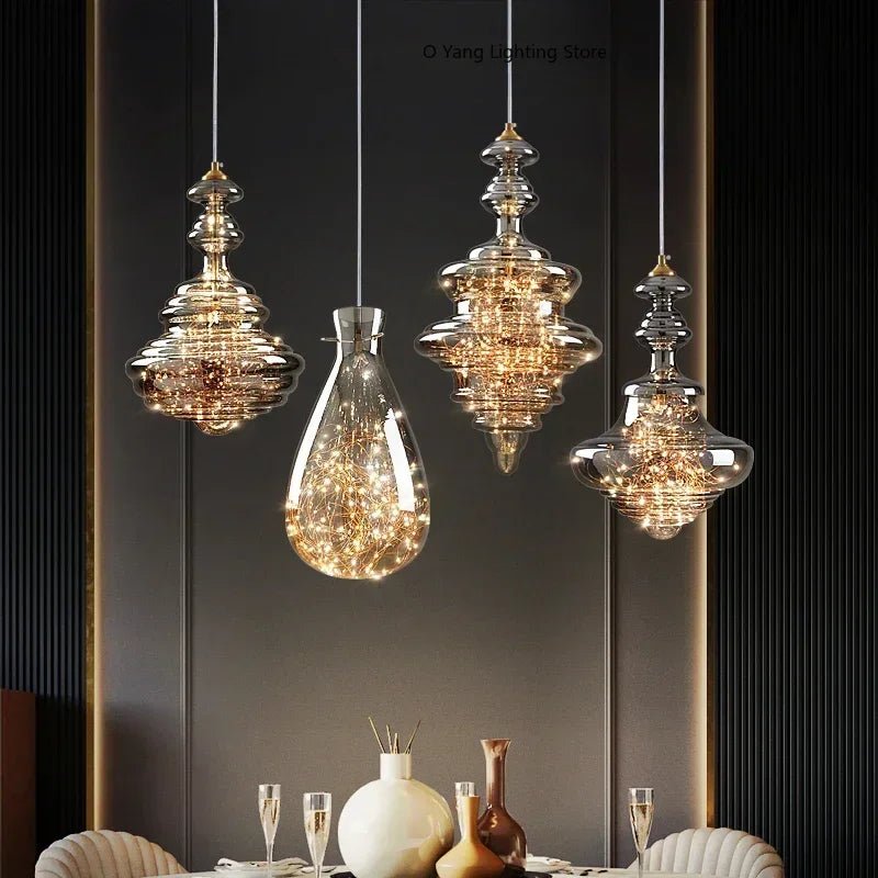 Raindrop Copper Crystal Pendant Light in Gold - Decorbites