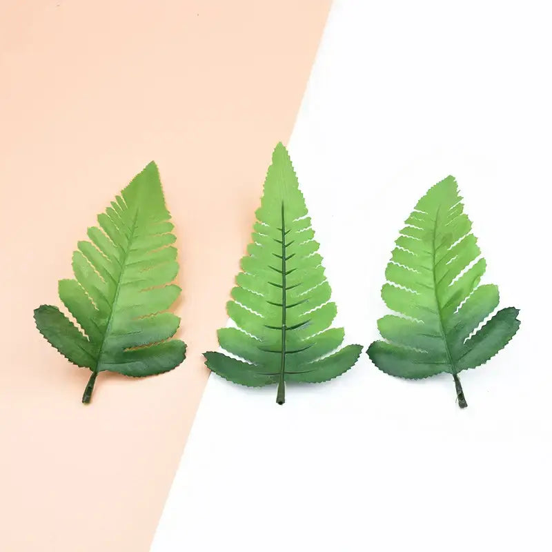 Realistic green fern artificial plants with detailed veining and serrated edges fake leaves for decorbites decorative flowers