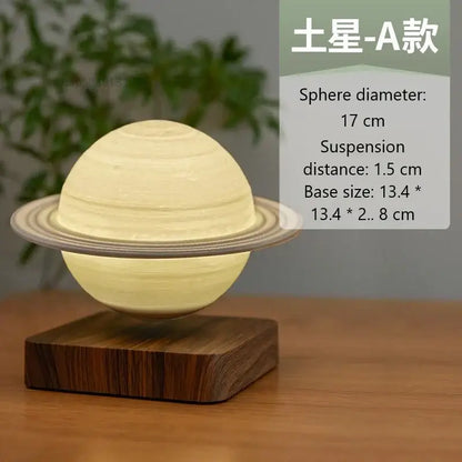 Realistic levitating moon lamp glowing warm yellow with 17 cm saturn themed sphere and detailed ring system for bedroom decorbites levitating moon