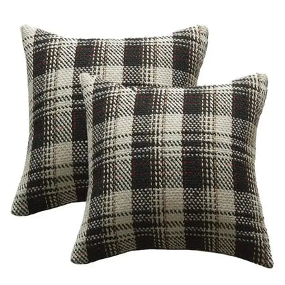 Square throw pillows with textured black and beige decorbites buffalo plaid cushion cover for living room decor