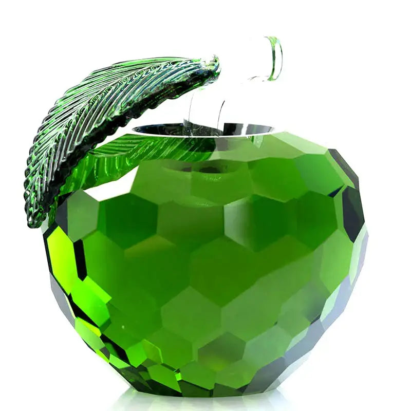 A faceted green glass apple ornament with a polished metallic interior for crystal yellow apple decorbites 3d crystal decor