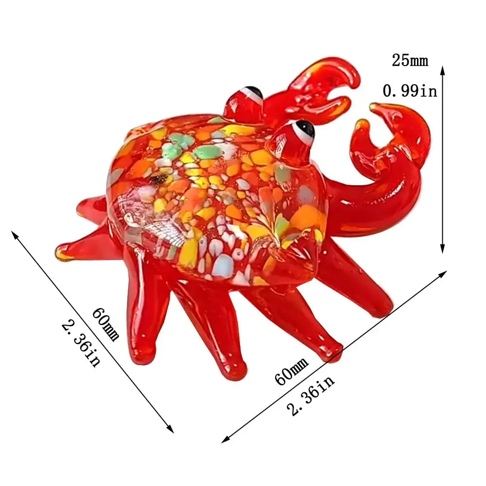 Vibrant red speckled crab glass figurine with colorful patterns and glossy finish from decorbites crab glass decorbites crab