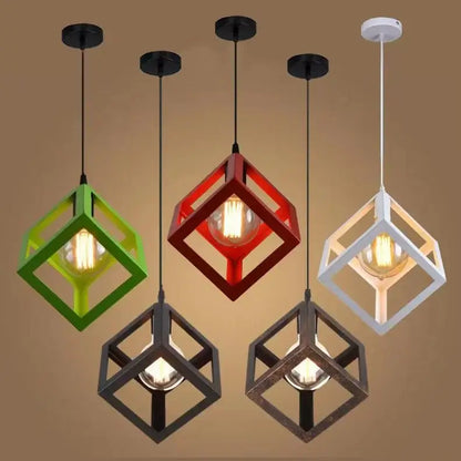 Set of five decorbites elegant square pendant lights in green red white and dark metallic finishes for kitchen decor