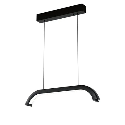 Black refined modern led pendant light with sleek curved design and minimalist rectangular ceiling mount for beauty studio