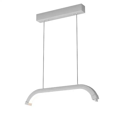 Refined modern white led pendant light with sleek curved design and minimalist rectangular ceiling mount for beauty studio