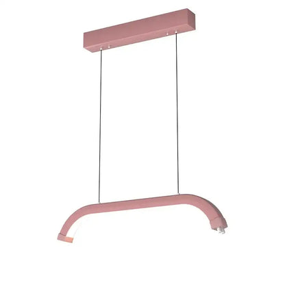 Refined modern led pendant light with a soft pink curved design ideal for beauty studio lighting