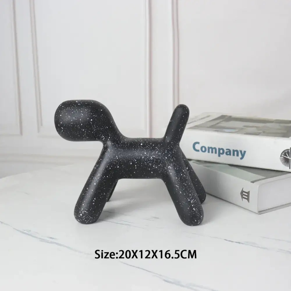 Black speckled resin decorbites doberman art statue with minimalist design for home decor living room display