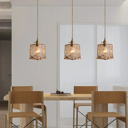 Retro Amber Glass Japanese-Style Pendant Light - Decorbites