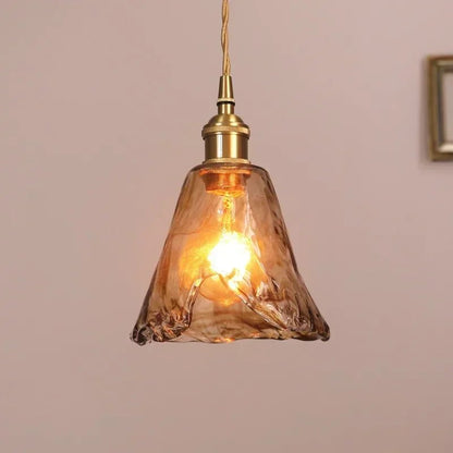 Retro Amber Glass Japanese-Style Pendant Light - Decorbites