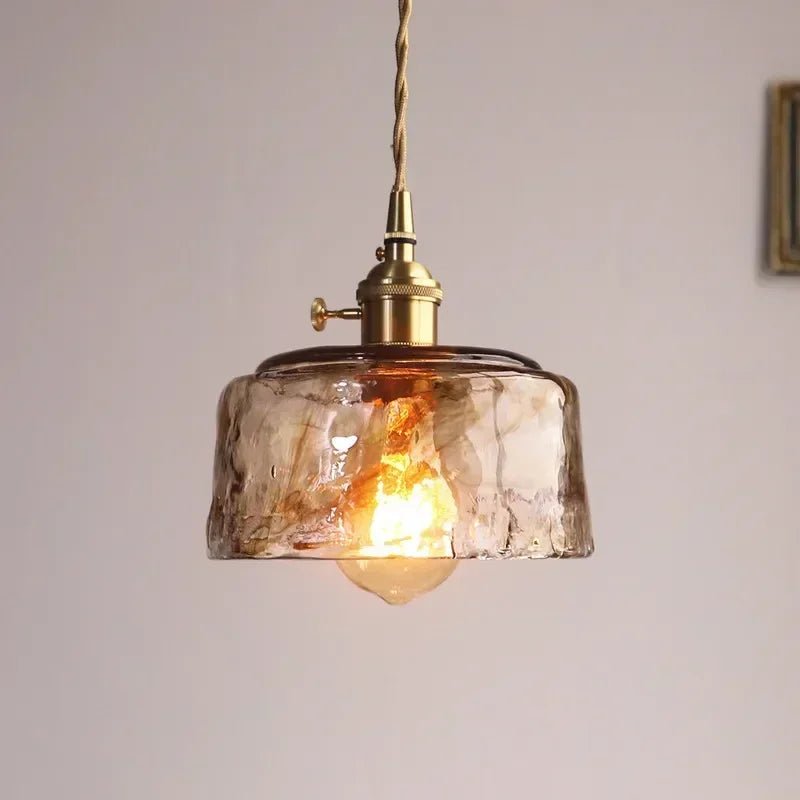 Retro Amber Glass Japanese-Style Pendant Light - Decorbites