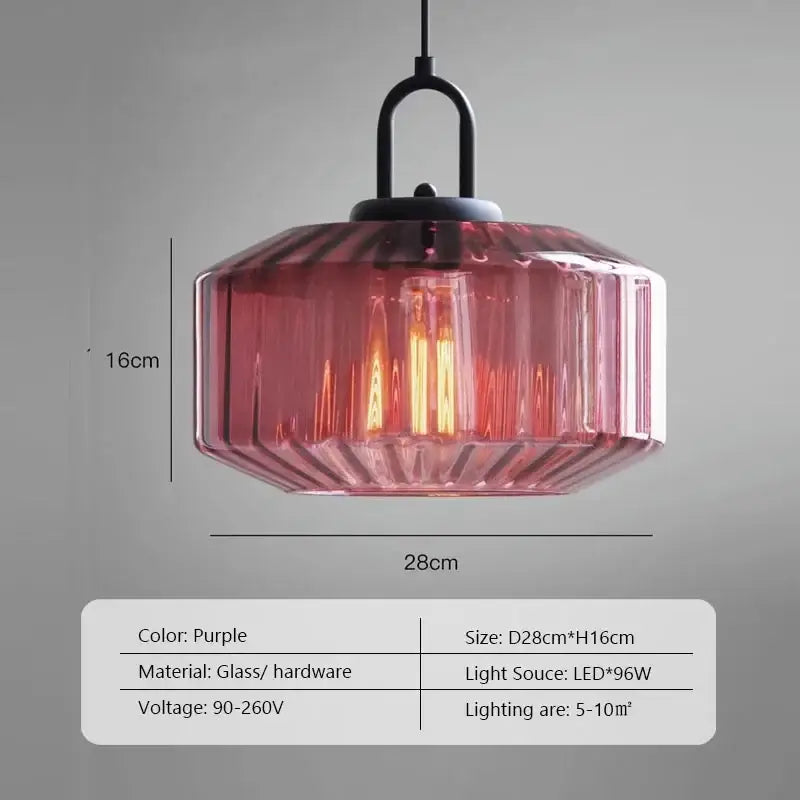 Purple faceted glass pendant light with black metal fixture as a decorbites color glass dining chandelier for bedroom