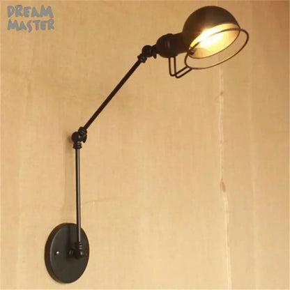 Black wrought iron adjustable wall sconce with a round dome shade retro black matte iron swing arm decorbites wall sconce