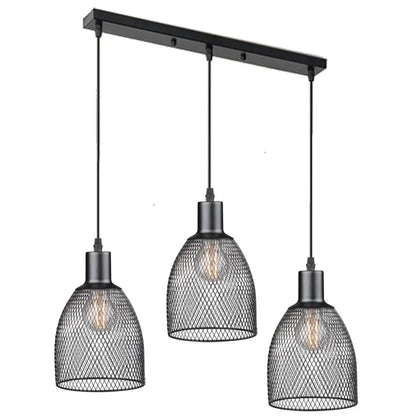 Retro black metal cage bell pendant light with three hanging shades for dining room decorbites cage bell pendant