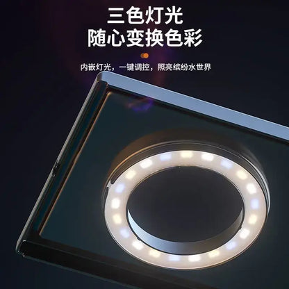 A sleek metallic led showerhead with illuminated white lights for decorbites desktop fish tank oxygen aquarium