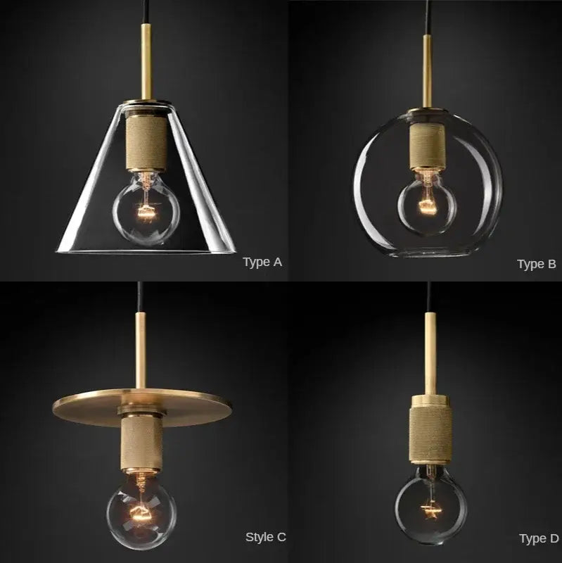 Modern pendant light with clear glass shades brass accents and exposed filament bulbs ideal for dining room decorbites gold led