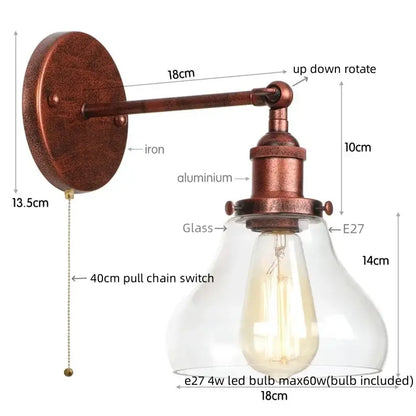 Retro brass and glass wall sconce with antique brass finish clear glass shade and e27 led bulb gold led wall decorbites gold led