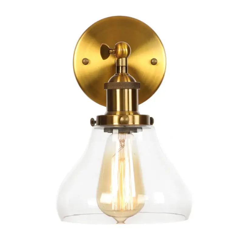 Retro brass and glass wall sconce with exposed filament bulb perfect for decorbites gold led wall bedroom lighting