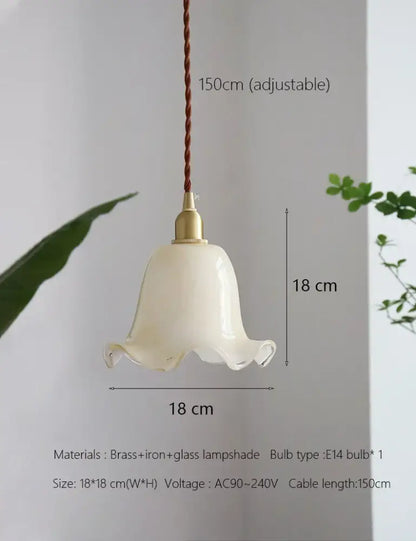 Retro cream glass led pendant lamp with brass finish and braided cord ideal as a kitchen pendant lamp