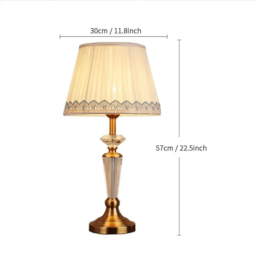 Elegant gold-toned crystal floor lamp with cream pleated shade and lace trim ideal for decorbites crystal floor decor