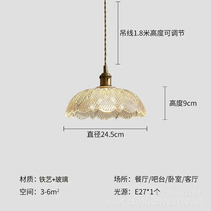 Retro Floral Glass Pendant Light - Decorbites
