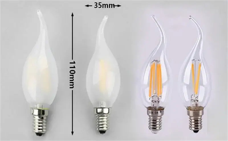 Retro frosted e14 led candle bulb with clear glass frosted finish and visible filaments for dining room chandeliers decorbites frosted e14