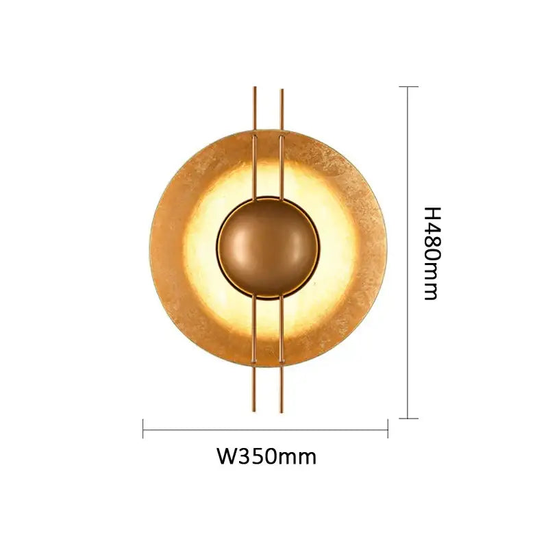 Retro gold round villa wall lamp with a gold-toned circular design and vertical rods for elegant bedroom decorbites decor