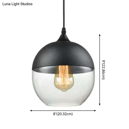 DecorBites™ retro industrial style light pendant lighting with black and clear glass and vintage filament bulb for restaurant