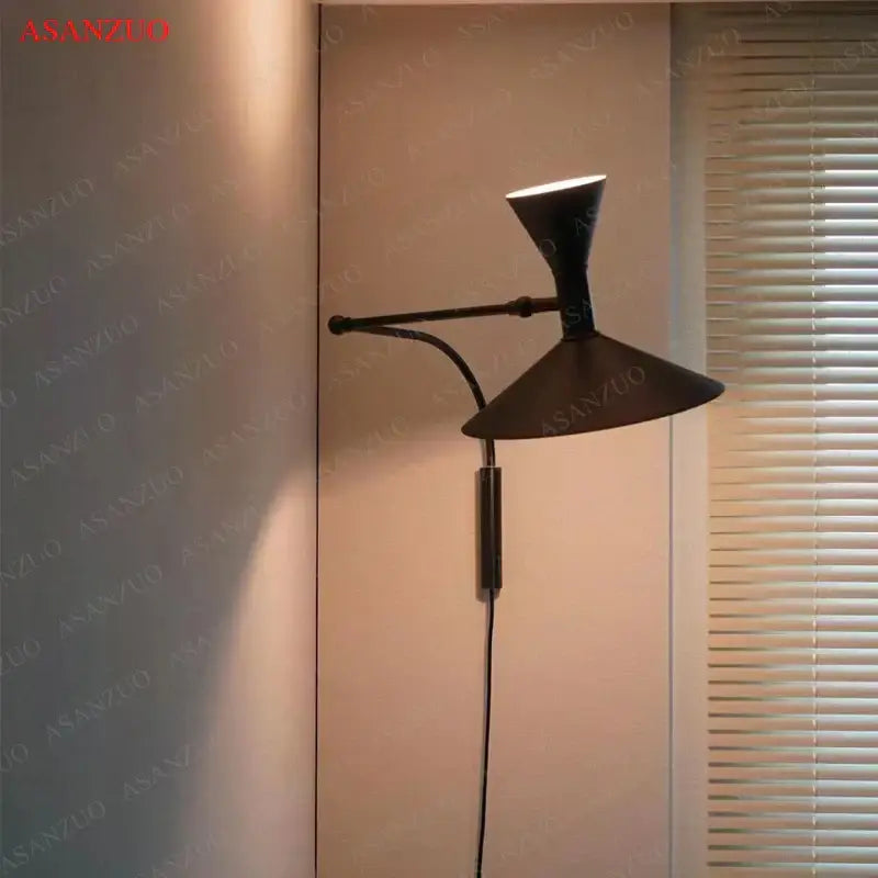 Black metal wall lamps retro industrial dual arm wall lamp with conical shade decorbites american retro design