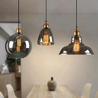 Retro Industrial Gray Glass Pendant Light - Decorbites