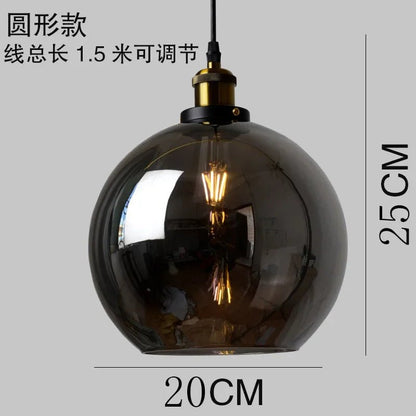 Retro Industrial Gray Glass Pendant Light - Decorbites