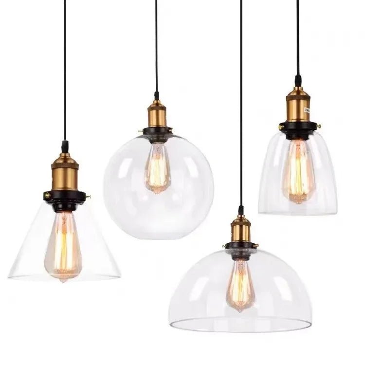 Retro Industrial Gray Glass Pendant Light - Decorbites