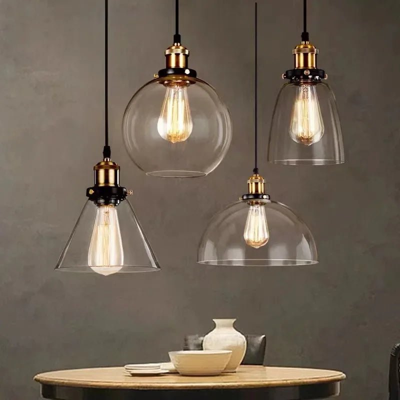 Retro Industrial Gray Glass Pendant Light - Decorbites