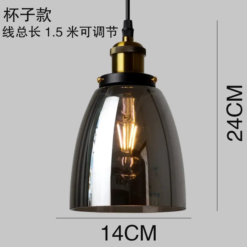 Retro Industrial Gray Glass Pendant Light - Decorbites