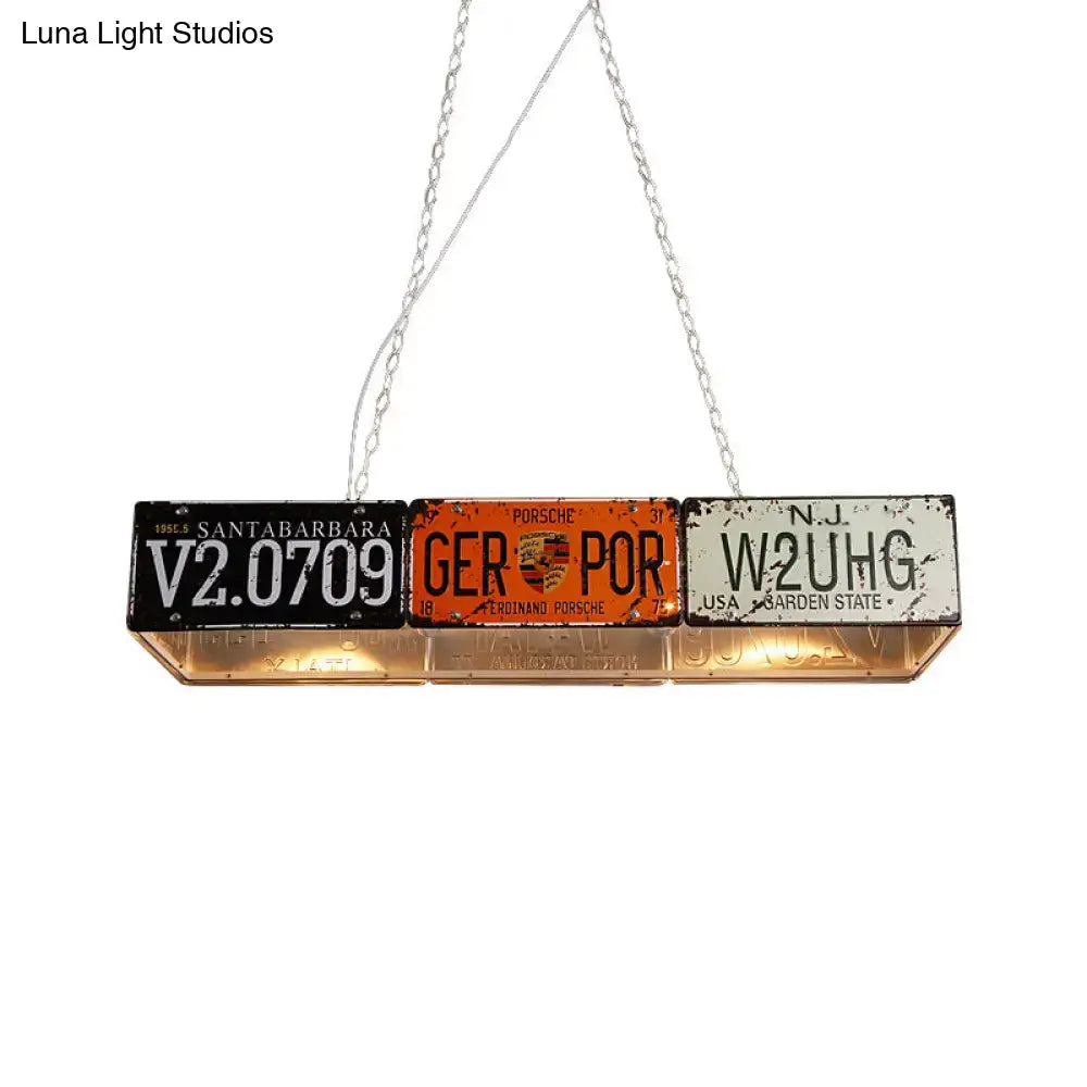 Decorbites™ retro industrial metal pendant light 5 bulbs rectangle with vintage license plates 220v-240v 110v-120v