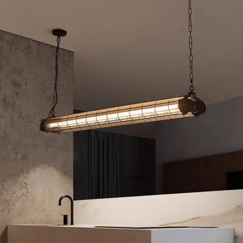 Retro Linear Glass Pendant Light In Polished Chrome - Decorbites
