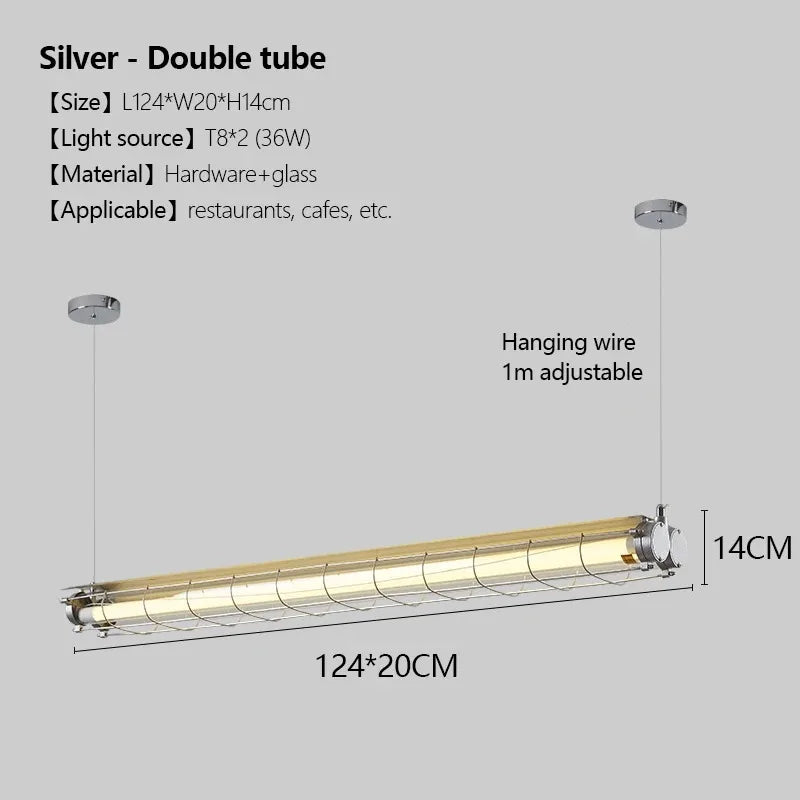 Retro Linear Glass Pendant Light In Polished Chrome